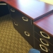 Mahogany U / C Suite Desk w Bullet Top and Enclosed Overhead